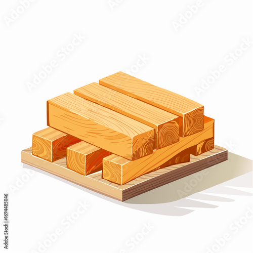 Stack of Light Brown Wooden Beams on a Pallet