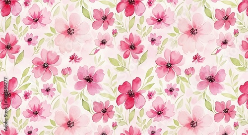 Pink Watercolor Floral Pattern.