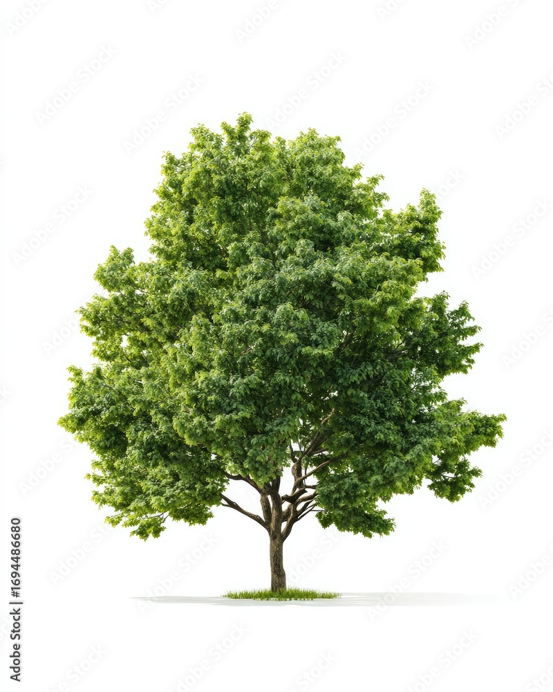 Fototapeta premium Lush green tree against white background (3)