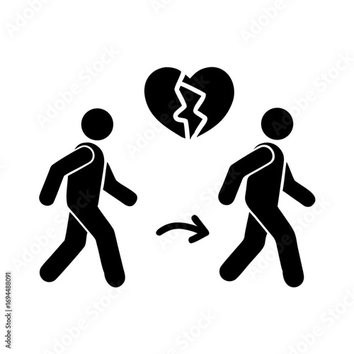 Vector art of broken heart and separation illustration