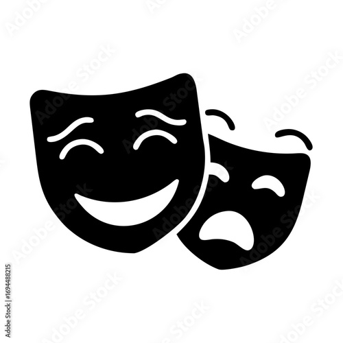 Vector art of two theatrical masks in flat design style