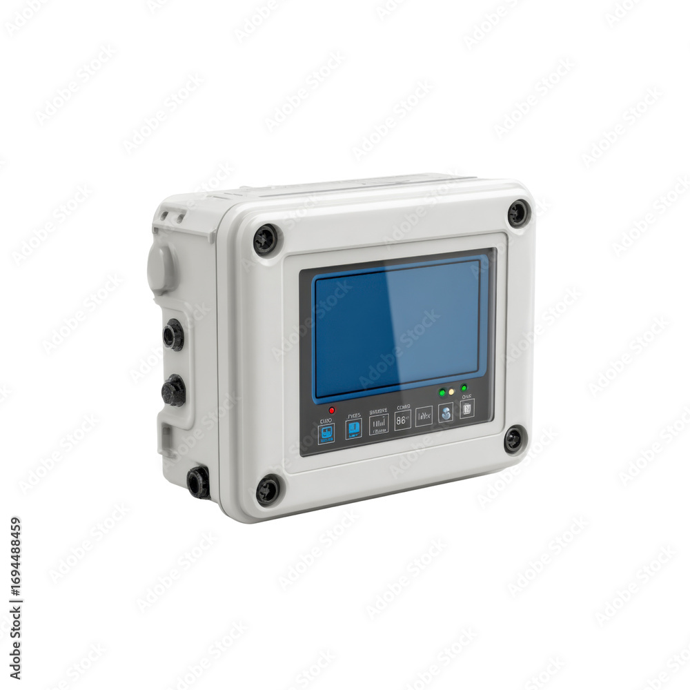Fototapeta premium Industrial Control Panel with LCD Display and Connectors