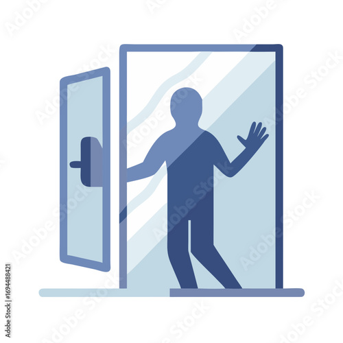 Vector art of person entering through the door