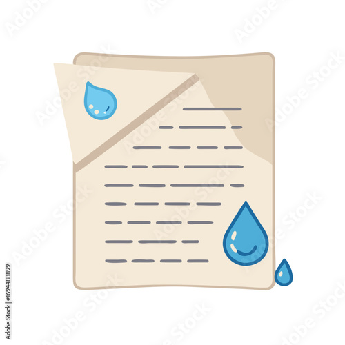 Vector art of sad letter with tear drops on it