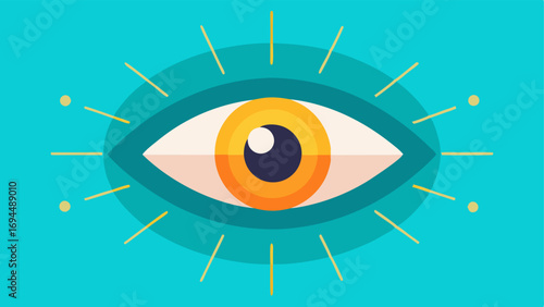 Energized Skin A glowing eye with sparkling skin around it indicating revitalization and improvement due to nanoparticle treatment surrounded by radiating lines for emphasis.