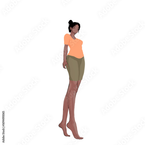 beautiful dark skinned young woman (Ebony) in casual clothes