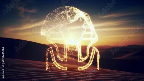 Golden Pharaoh Particle Silhouette
