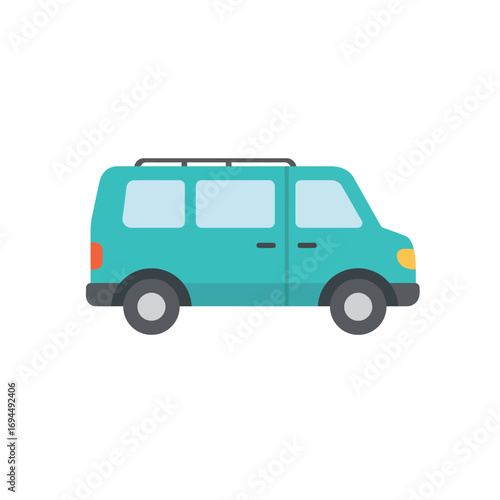 vector A turquoise minivan.