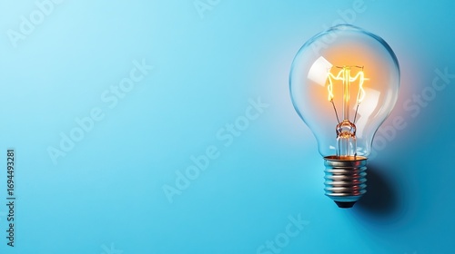 A glowing lightbulb floating against a blue gradient, representing ideas and inspiration.
