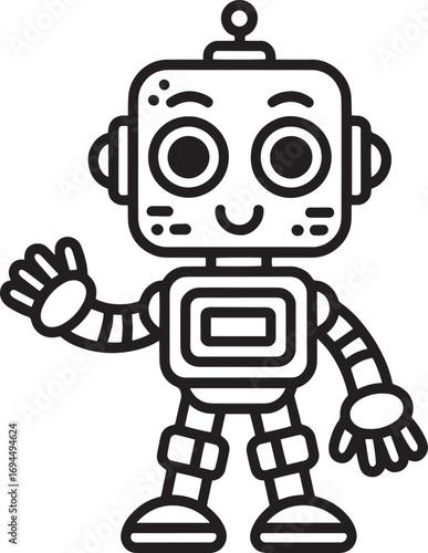 Friendly Robot Character Illustration Cute Automation Design Technology Toy Graphic Element