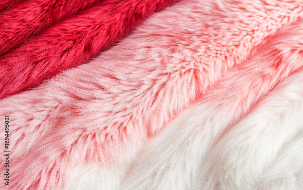 Fototapeta premium Gradient Faux Fur Texture in Red, Pink, and White Colors