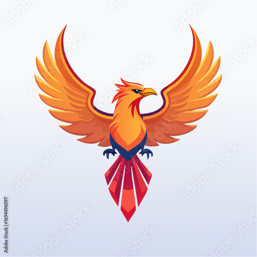Mythical Phoenix Bird Logo Illustration