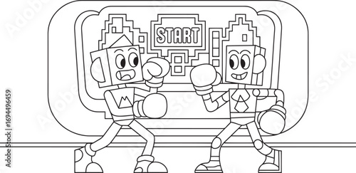 Pixelated Pugilists A Retro Gaming Rumble with Blocky Boxers Ready to Fight in a Digital Arena
