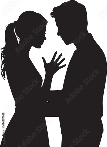 Flat design couple arguing silhouette
on white background