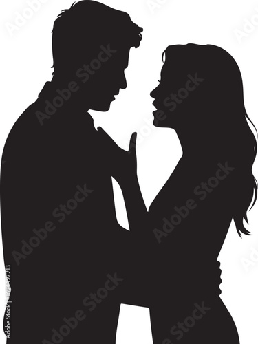 Flat design couple arguing silhouette
on white background