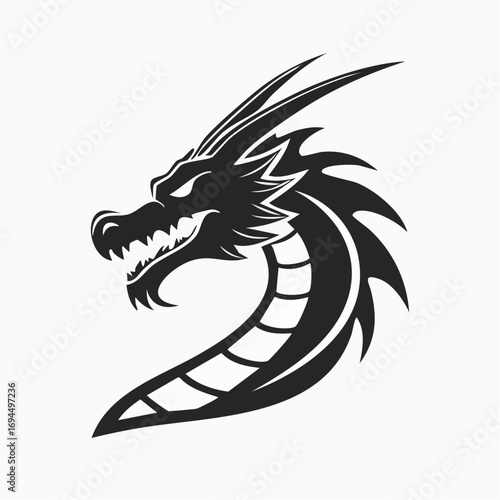 Fierce Dragon Silhouette - Ancient Guardian Symbol