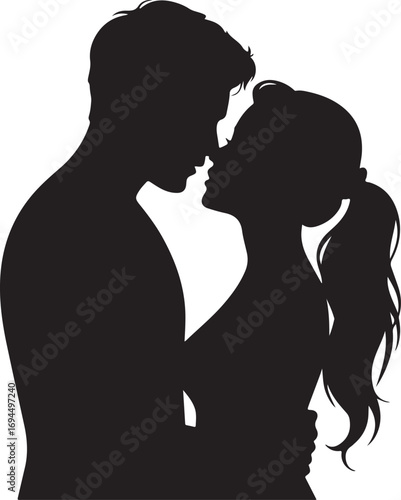 Loving couple wall decor silhouttee vector
on white background