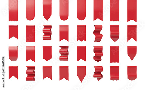 A Collection of Red Ribbons and Banners, Perfect for Design and Marketing Elements