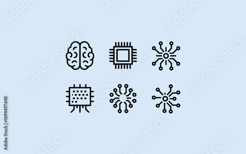 Brain and Computer Chip Graphics Artificial Intelligence Technology Elements