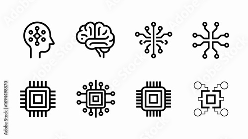 Artificial Intelligence and Circuitry A Collection of Modern Technology Icons