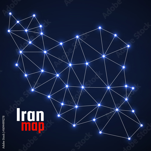 Iran map in geometric polygonal style. Iran map of lines and dots. Vector Illustration
