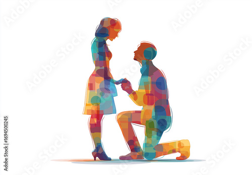 Proposal, marriage, love, confession, love confession, ring, couple, happiness, promise, marriage proposal, please marry me, future, people, funny, person, illustration, woman, vector, cartoon