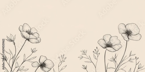 Delicate floral illustrations in a minimalist style.