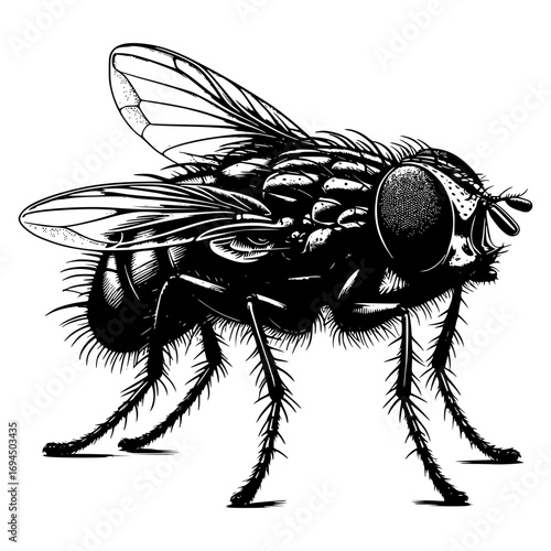 Deatailed vector image illustration of House Fly