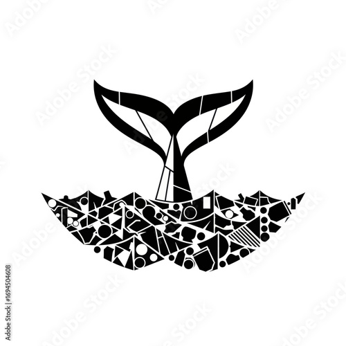 Abstract whale tail design geometric shapes.
