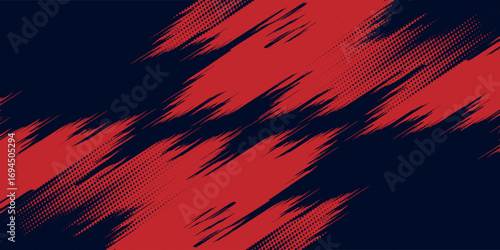 Halftone dots red and blue color pattern gradient grunge texture background. Pop art dot comic style vector illustration. Grunge vector dots