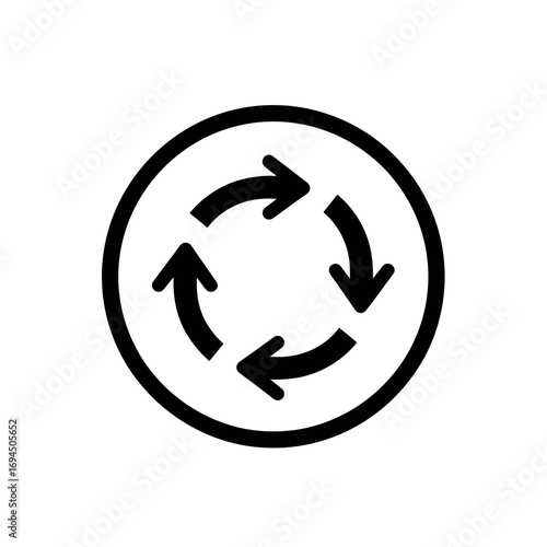 Circular arrows rotating clockwise continuous loop.