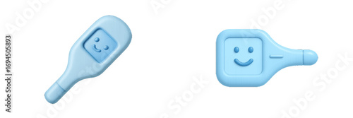 A collection of cute medical thermometer characters with smiling faces indicating a normal, healthy body temperature for healthcare and wellness