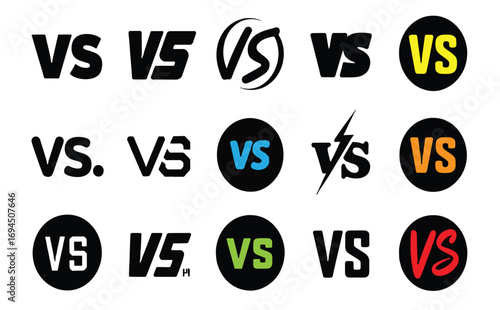A diverse collection of modern versus letter logos and opposition icon designs for competition