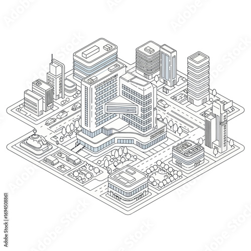 Modern City Complex Building Architecture Design.