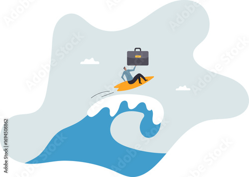 Follow business trend or momentum, challenge to overcome difficulty, professional experience worker or career development .about a man and his life.