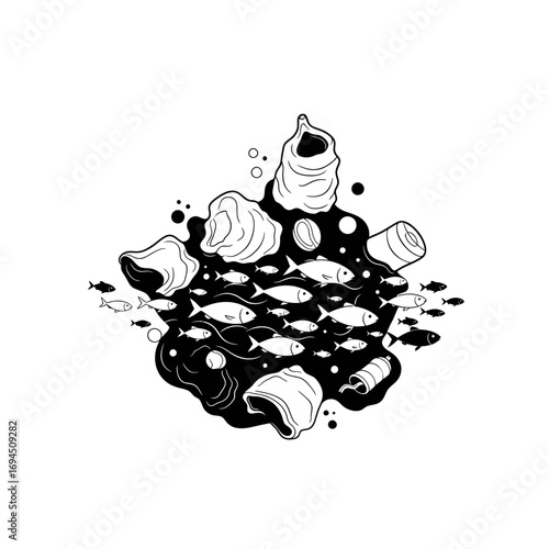 Ocean pollution harming fish wildlife.