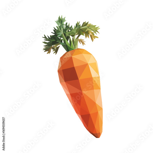 Polygonal carrot design with vibrant colors and detailed texture