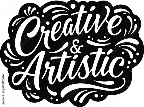 Creative and Artistic Hand-Drawn Lettering: Black and White Vector Illustration of Calligraphy for Inspirational Designs and Branding.