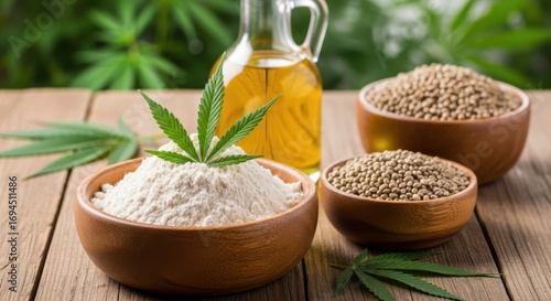 Hemp Seed Flour and Oil Ingredients for Healthy Cooking