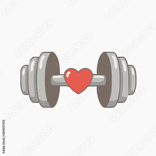 dumbbell and red heart