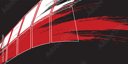 Tire tracks. Abstract wheel braking distance, tread silhouette brush. Isolated vector strip of cars or motorbikes. Vehicle tires, rubber road track, vector