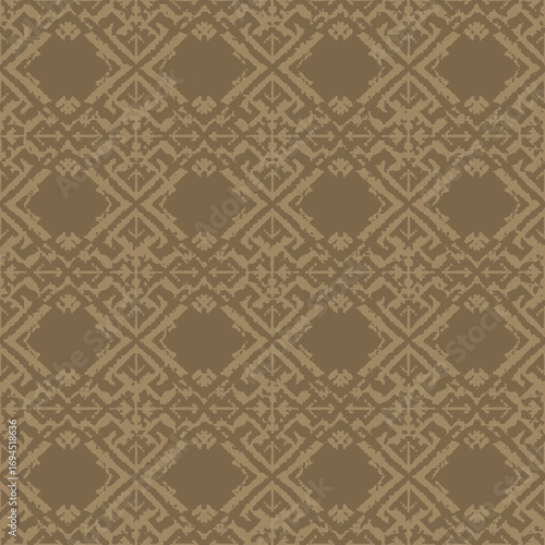 Seamless Diamond & Cross Pattern Muted Earth Tone Fabric Design