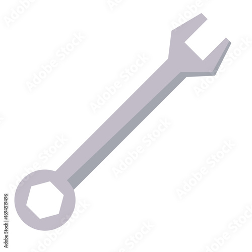 Flat vector icon of a combination spanner for mechanical repair work
