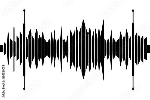 Sound waves or audio visualization vector silhouette 