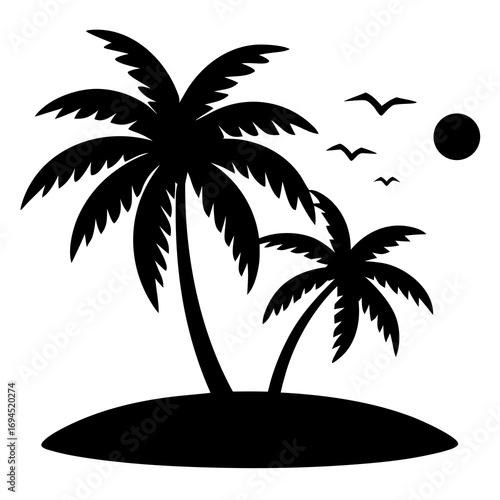 Vector silhouette of a tropical scene