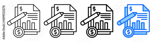 Budget Sheet Icon In Different Styles Set Collection