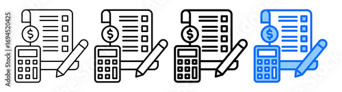Tax Planner Icon In Different Styles Set Collection