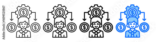Budget Manager Icon In Different Styles Set Collection