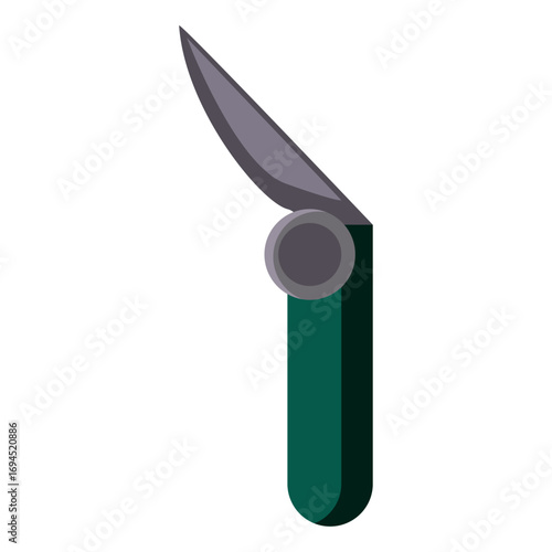 Minimalist graphic of a portable folding pocket knife for camping and outdoor activities