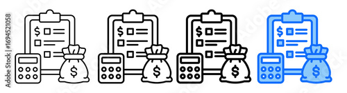 Total Budget Icon In Different Styles Set Collection